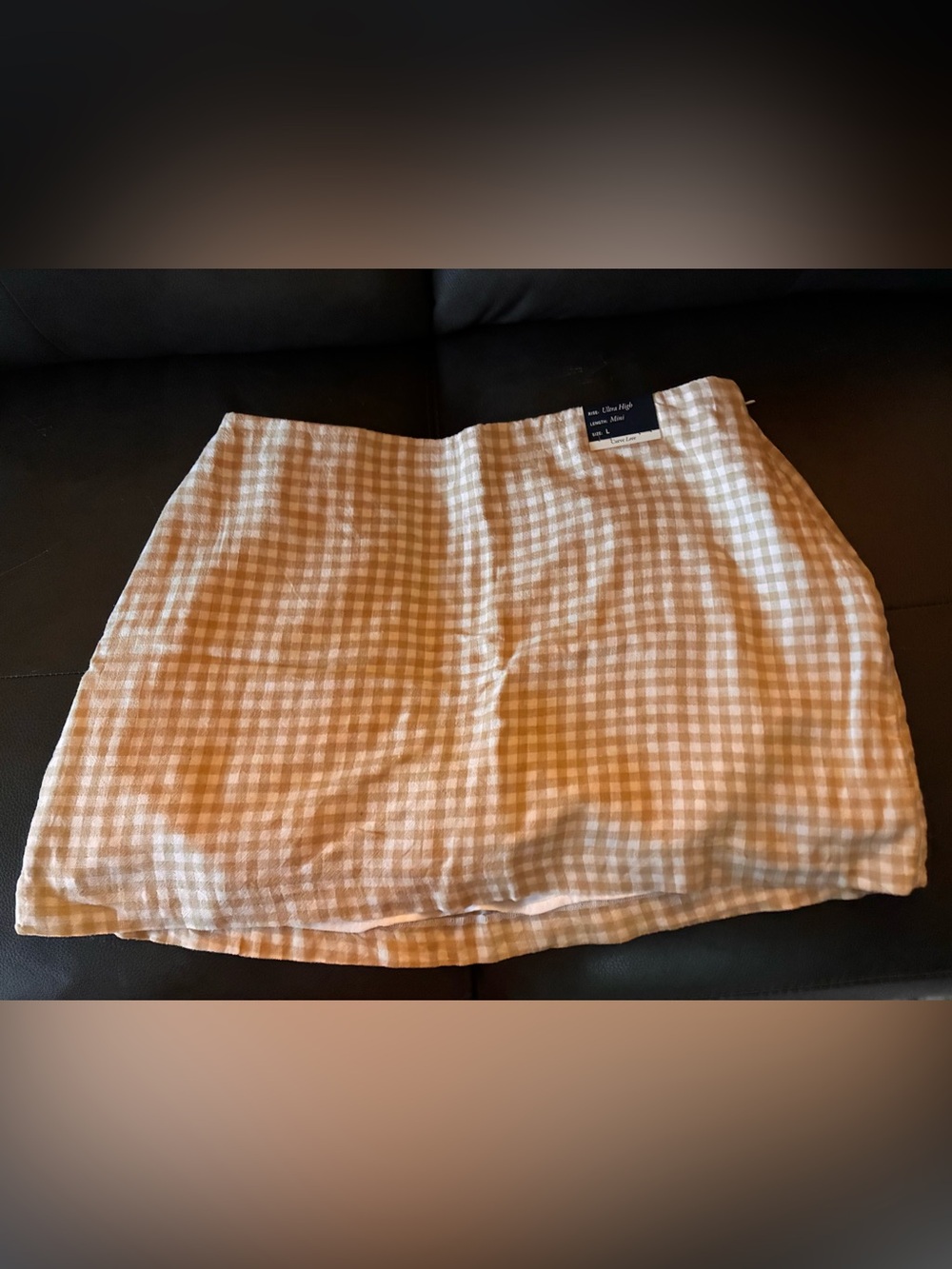 Abercrombie & Fitch Beige and White Gingham Mini Skirt